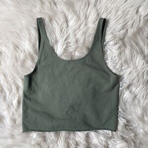 Offline by Aerie Army Green Cropped Tank w/Cut Out on the Back (Size: XS)